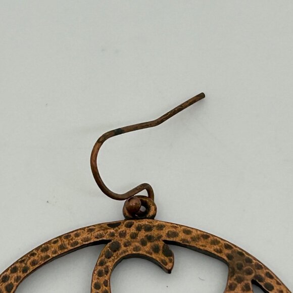 Vintage Copper-Tone Circular Filigree Swirl Earrings With Hook Closure - Picture 8 of 16